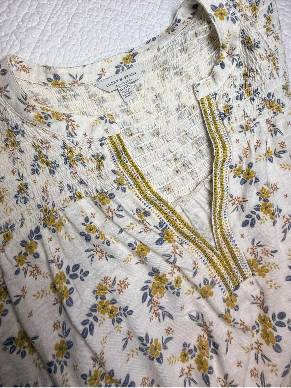 Lucky Brand Floral Sleeveless Split Neck Boho Blouse Top - Picture 4 of 6